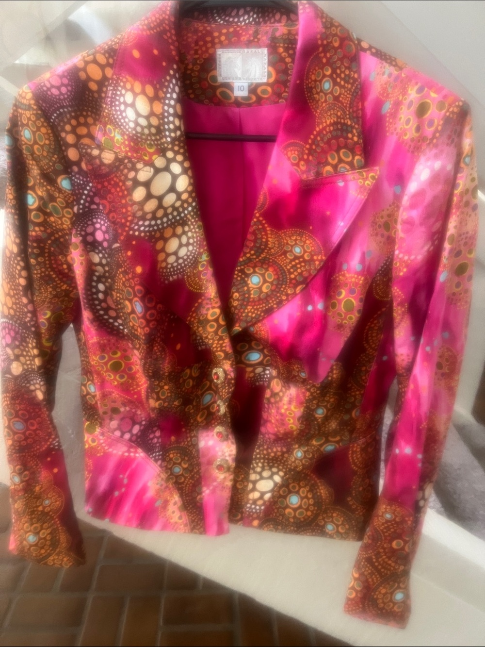 Alberto Makali Pink Multicolor Patterned Blazer